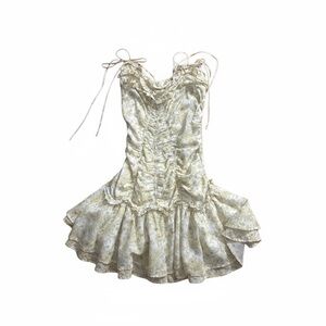 Blush Cream and Gold Ruffled Dress